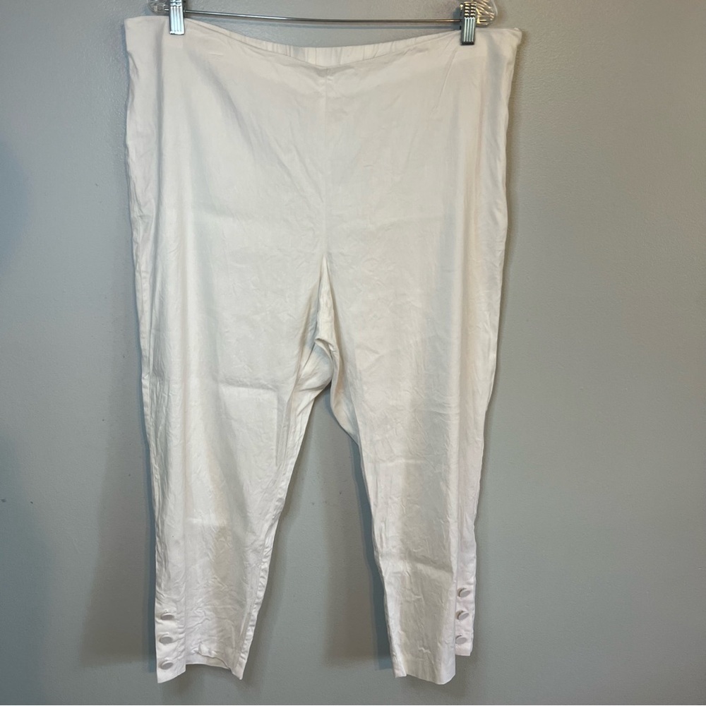 J. Jill Linen Stretch Cropped Pants Solid Side Zip Women's Sz XL Wide Leg White
